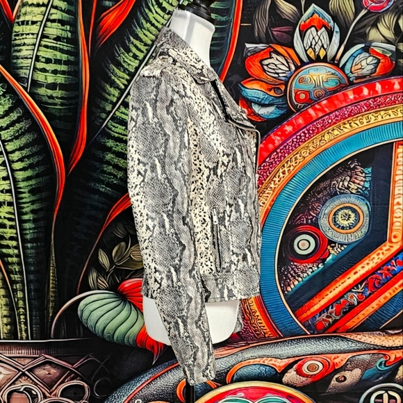 PHILOSOPHY | PYTHON SNAKESKIN FAUX LEATHER MOTO JACKET - Picture 12 of 16